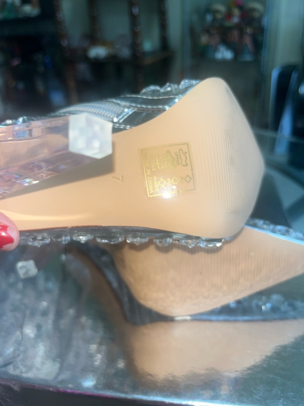 Brand New Crystal-Studded Silver Knee-High Boots - Picture 9 of 14